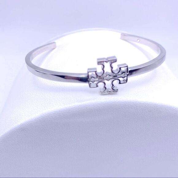 NWT Tory Burch Silver Cut Out Double T Cuff Bracelet - Picture 5 of 9